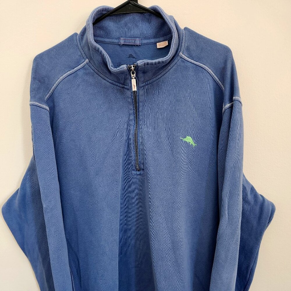 Tommy Bahama Relax Sweater Mens 2XL Blue Long Sleeve 1/4 Zip